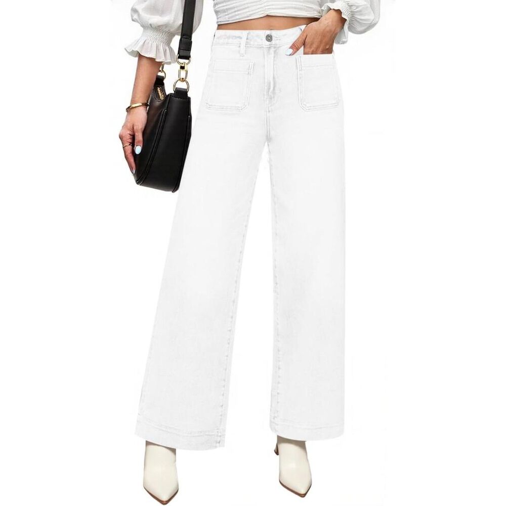 Cicy Bell White High Waisted Straight Leg Jeans